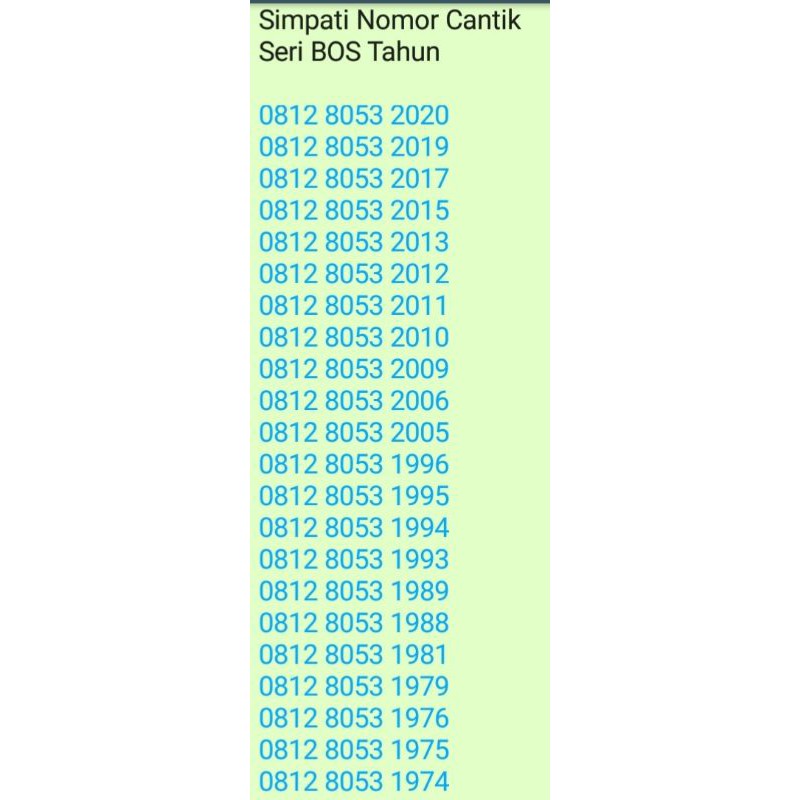 Simpati Nomor CantikSeri BOS Tahun