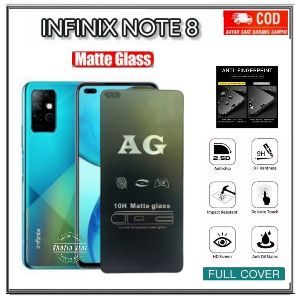 TEMPERED GLASS MATTE INFINIX NOTE 11 NFC 8 7 HOT 11 Play  HOT 9 play HOT 10 play  HOT 10s TG LAYAR ANTI GLARE KACA FULL COVER