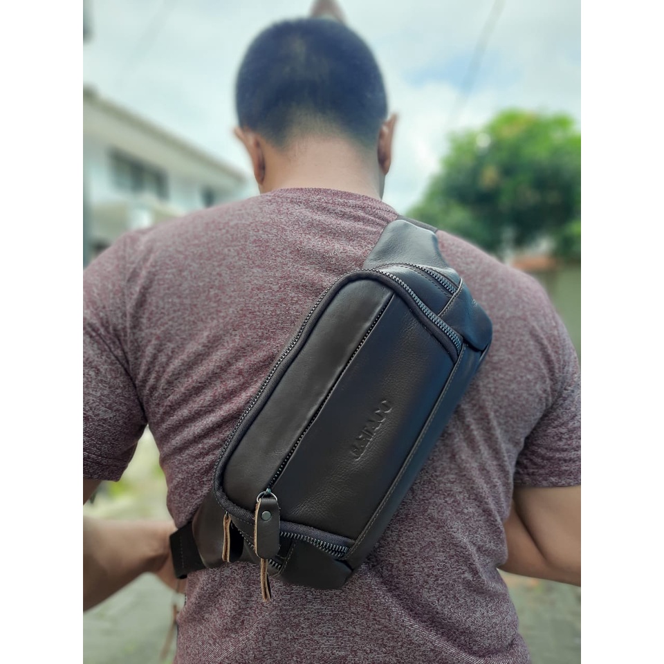 Waist Bag Pria Kulit Asli / Tas Slempang Pria Kulit Asli Bergaransi