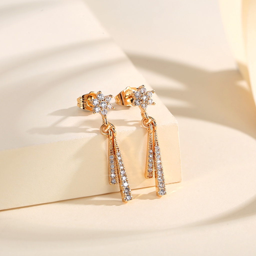 Y559【COD】Korea Fashion Berlian Jumbai Anting Giwang Kristal Rhinestone Elegan Wanita Warna Emas Anting