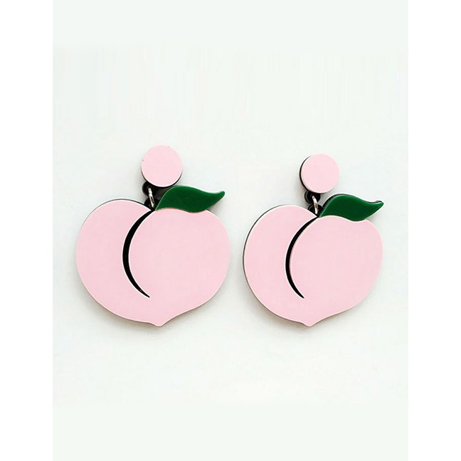 LRC Anting Tusuk Fashion Pink Peach Shape Design Pure Color Earrings