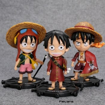 Pajangan Dashboard Mobil One Piece Luffy Set 3 in 1 Hiasan Action Figure