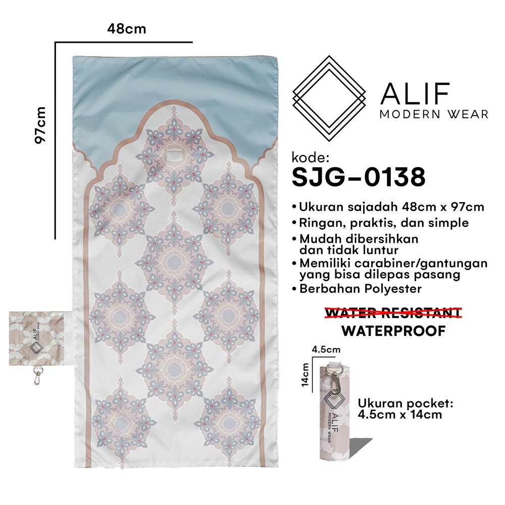 ALIF SAJADAH GENGGAM TRAVEL / SAKU / PORTABLE / WATERPROOF ( ALIF MODERN WEAR SJG-0138 )