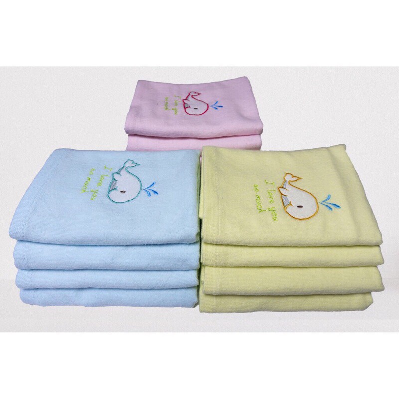 Handuk Bayi Ivory Bordil 120x60cm/Bordir Bahan Katun Polly Semi Kapas Halus(Mudah Menyerap Air)