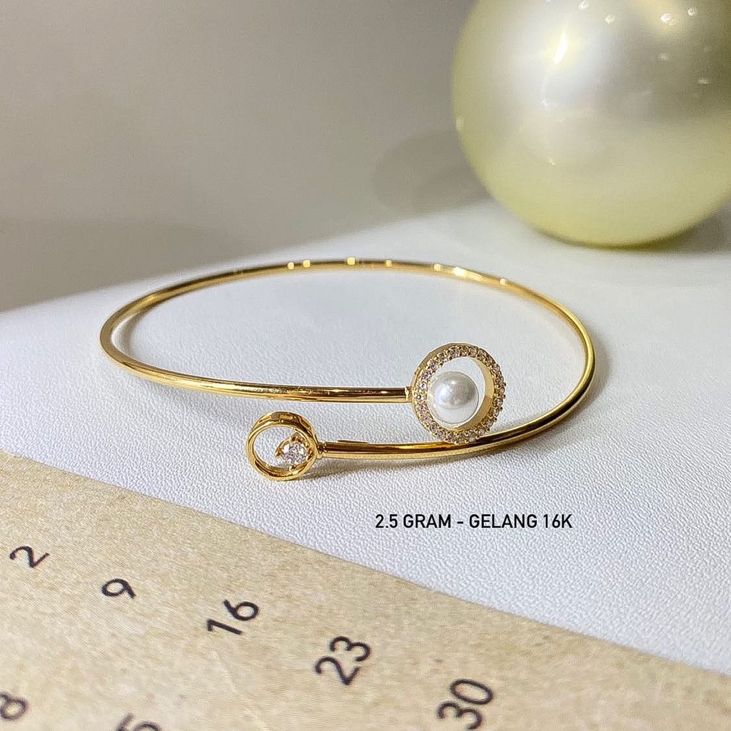 Gelang oval anak dan dewasa emas asli kadar 700 70 16k pearl like mutiara tangan bulat selisih permata ringan 2 3 gram gr gold bangle