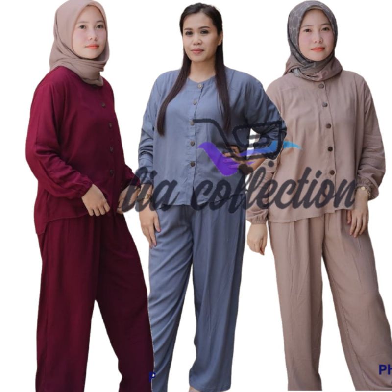 SETELAN ANDIN IKATAN CINTA SET POLOS RAYON PREMIUM//