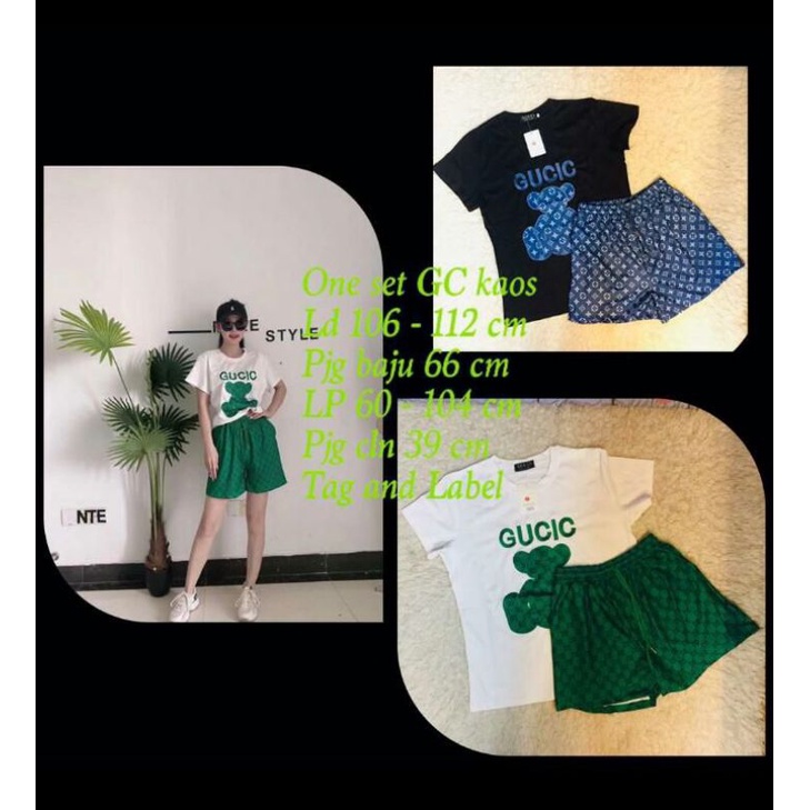 One set celana pendek cotton import setelan wanita