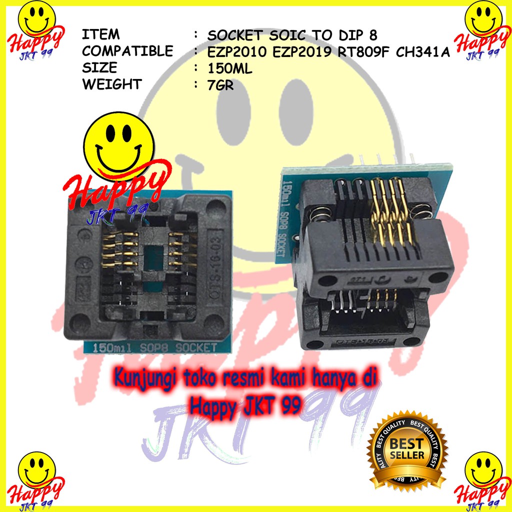 [ HAPPY JKT 99 ] SOKET IC CLIP SOCKET SOP8 DIP8 JEPIT CONVERTER 200ML 200 ML 150ML 15 ML 0,65ML 65ML