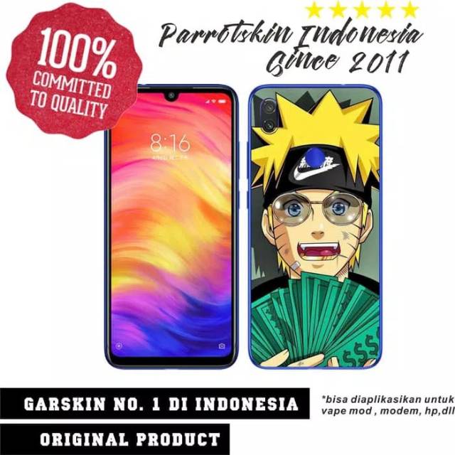 Garskin Redmi Note7 custom anti gores Naruto Nike for back case