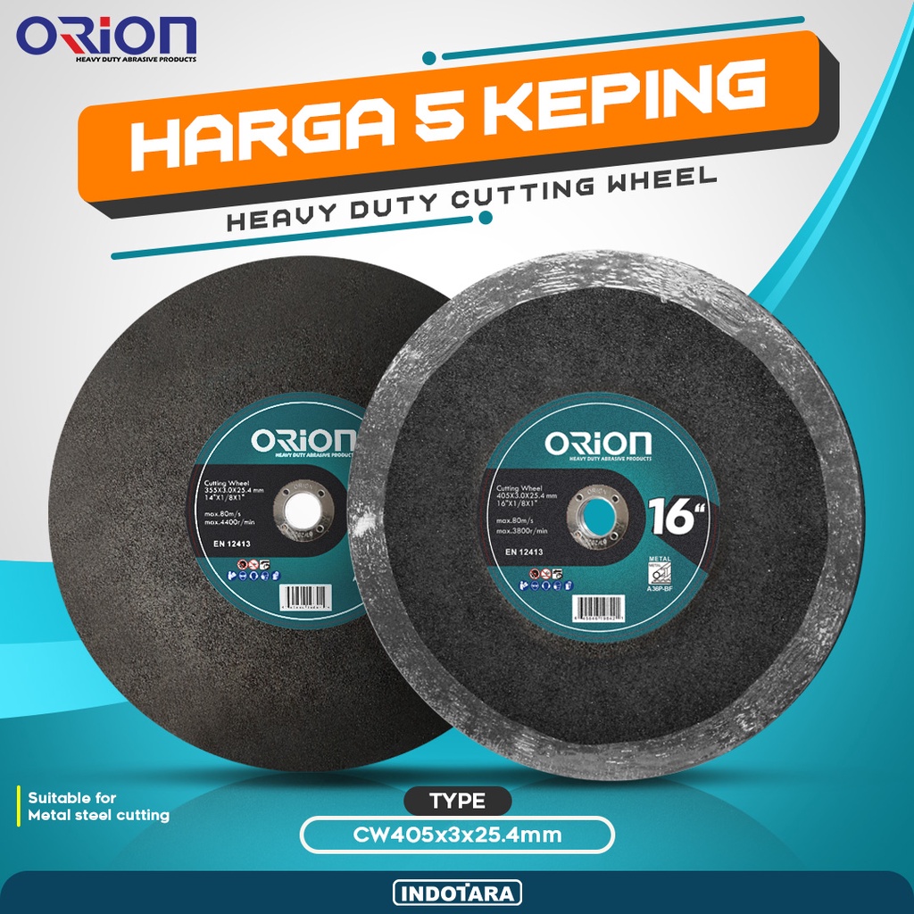 (5 Pcs) Mata Gerinda Potong 16&quot; Cutting Wheel Orion - CW405x3x25.4mm