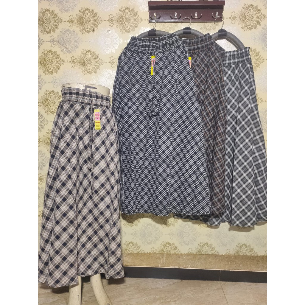 ROK FLANEL IMPORT PANJANG/ROK TARTAN/ROK KOTAK PAYUNG