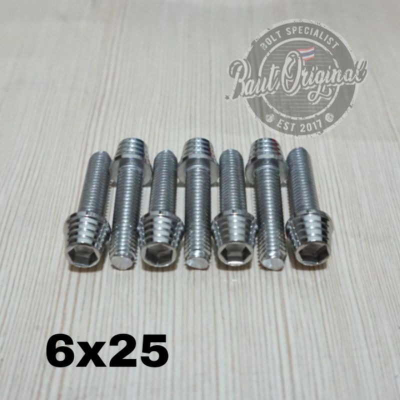 Baut probolt kerucut silver 6x25 drat 10 panjang 2.5cm heng thailand harga satuan