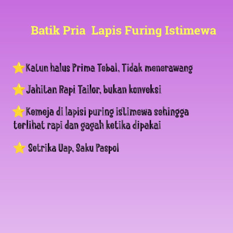 COD Murah ATASAN KEMEJA BATIK PRIA LENGAN PANJANG PREMIUM CLASS