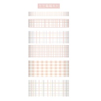 5 Rol / Set Stiker Tape Motif Kotak-Kotak Untuk Stationery Diy
