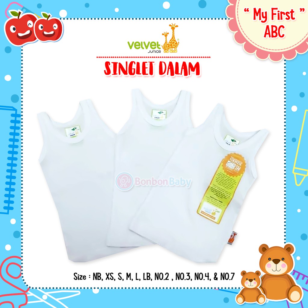 Kaos dalam Velvet junior singlet Isi 3pcs