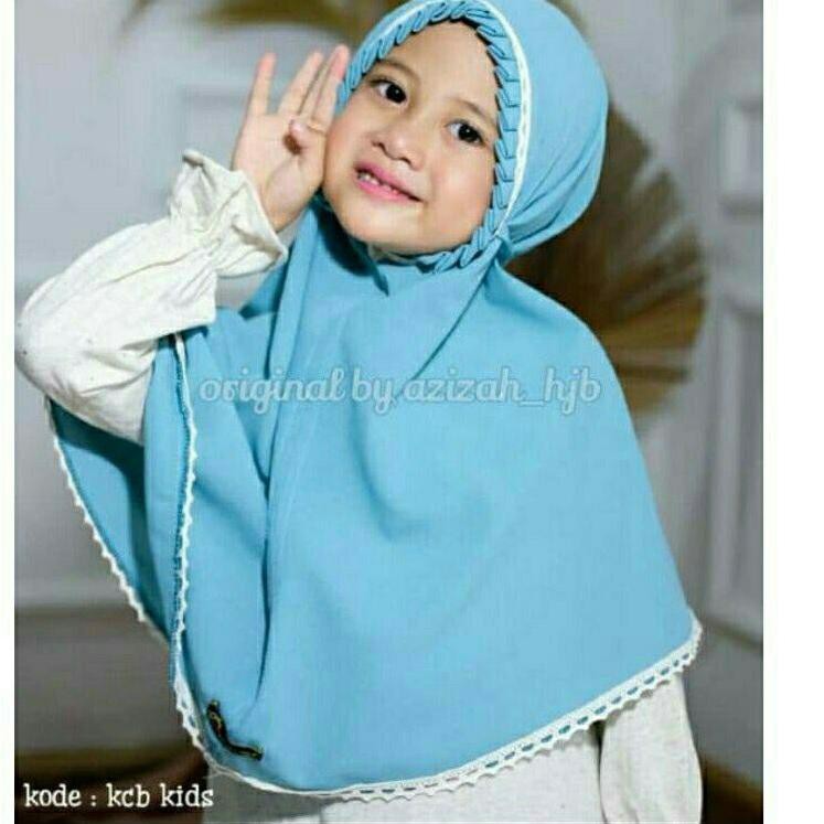 TERLARIS Jilbab Anak KCB Instan Kriwil Lipit Renda Dobel Hijab Anak Bergo Tali Diamond utk anak 2-8