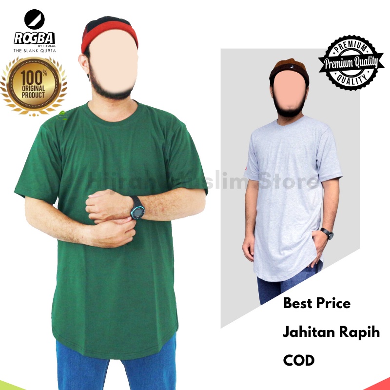 Kaos Kurta Basic Pakistan Polos Longline Lengan Pendek S M L XL XXL Big Size Jumbo By ROSAL BISA COD