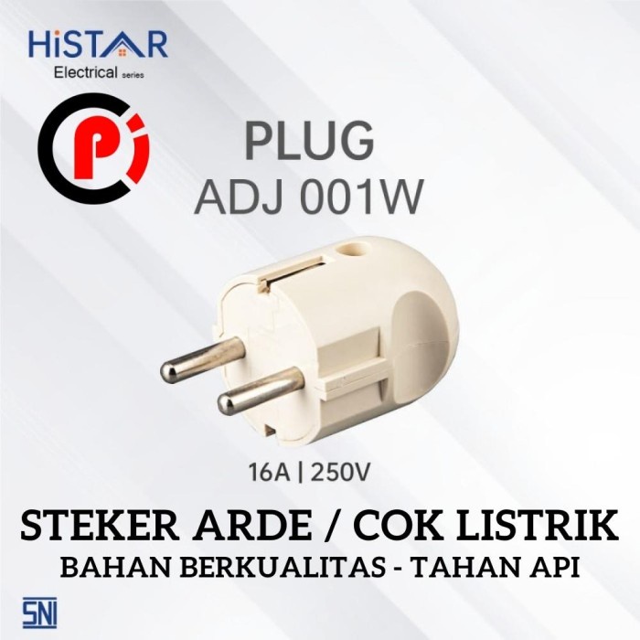 HISTAR ADJ001W Steker Arde Colokan Listrik Bulat Bahan Berkualitas SNI