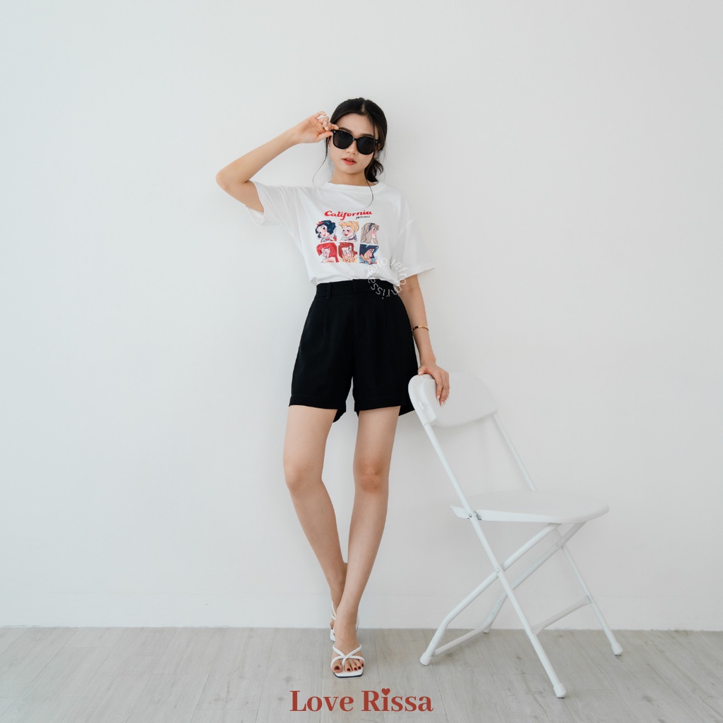 Kaos Tshirt Disney Oversized Korean Streetwear Baju Wanita Lengan Pendek Love Rissa