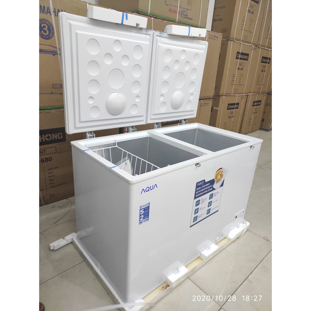 Chest Freezer Aqua AQF-385DC Freezer Box Aqua Kapasitas 365 Liter Tahan 48 Jam JATADEBEK