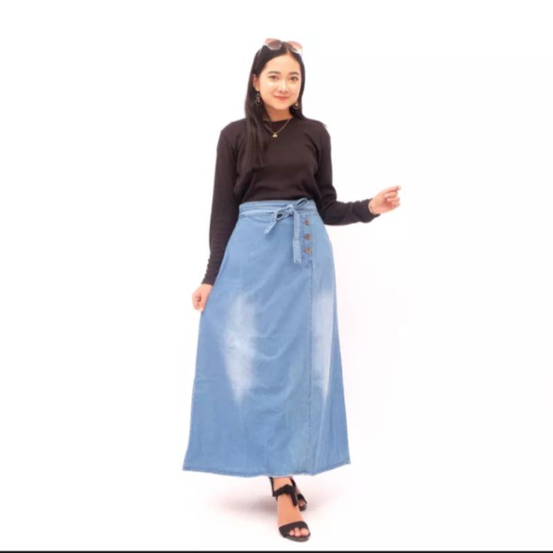 ROK JEANS KANCING 5 ROK JEANS TERBARU ROK SOFT JEANS