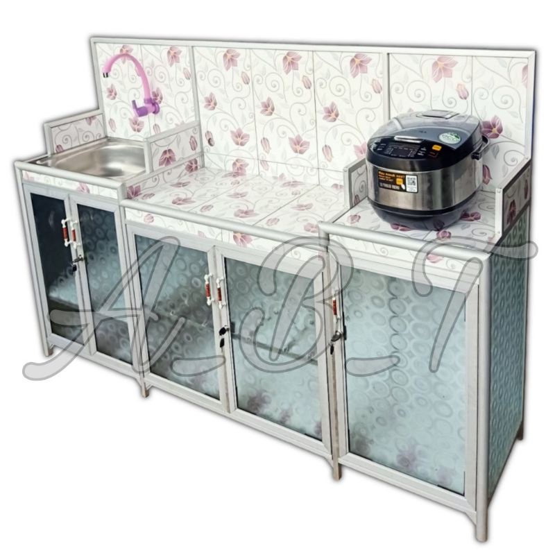 lemari dapur 4in1(wastafel cuci piring,rak kompor,rak piring dan rak magicom) 174cm jumbo