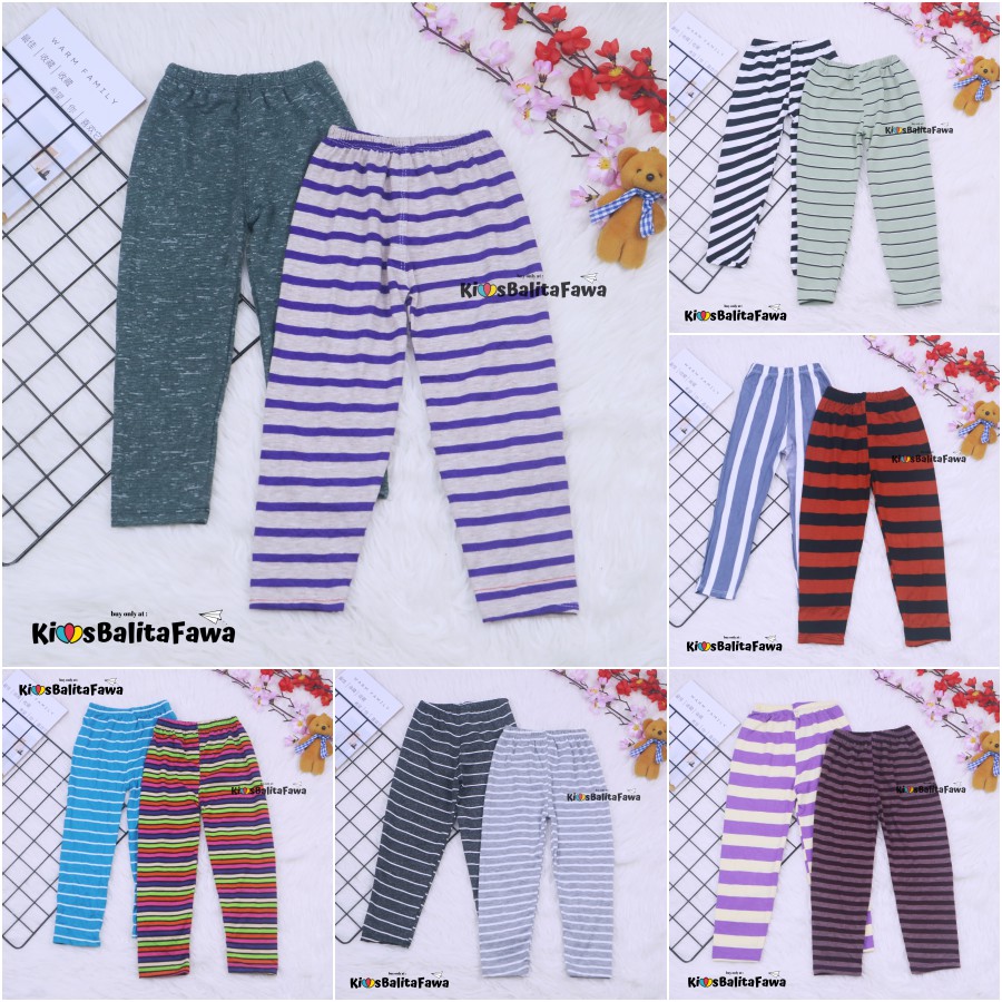 Legging Motif Salur Uk 3-4 Tahun / Celana Salur Panjang Anak Perempuan Legging Pants Ketat Murah