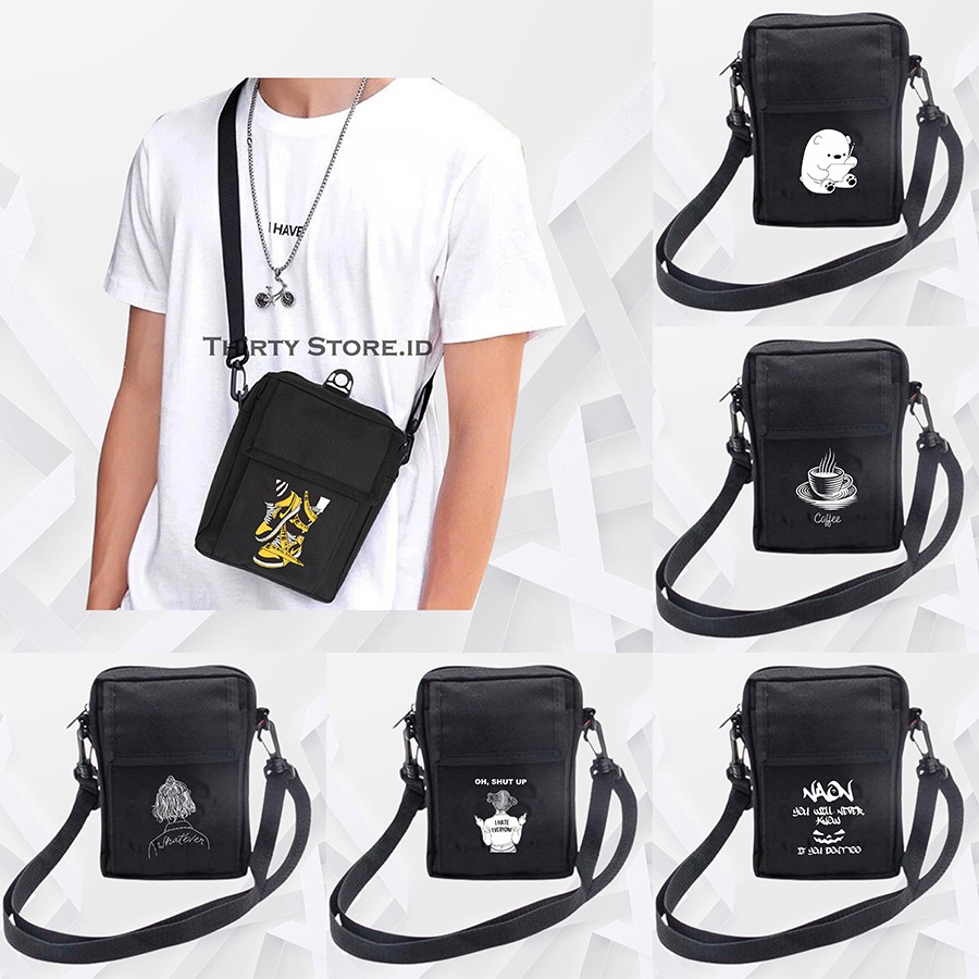 Tas Selempang Pria Dan Wanita Sling Bag Mini Harga Grosir Bahan Kanvas Dengan Sablon Part 1 | Devva.Id