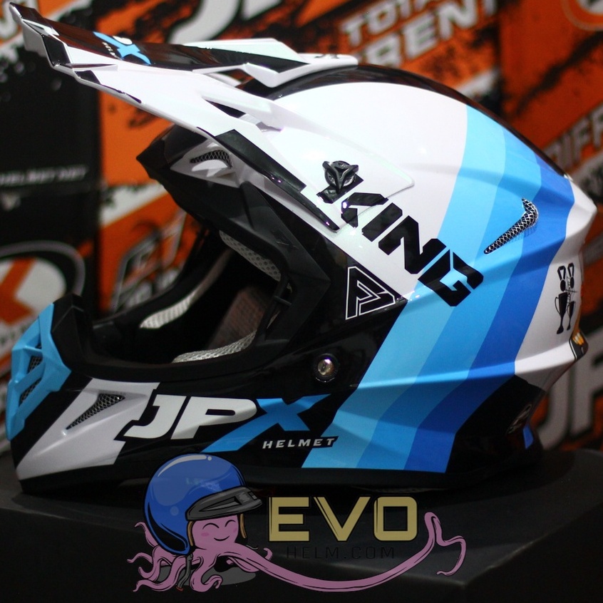 HELM JPX CROSS_FOX1 SERI X37 - PEARL WHITE GLOSS + GOOGLE SNAIL (ONGKIR 2 KG) HELM JPX TERBARU