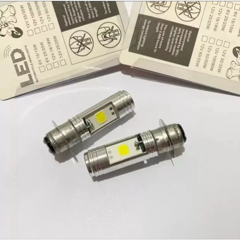 Bohlam lampu depan motor model led 2 sisi nyala putih soket h6 universal pnp honda vario 110 karbu harga 1 pasang isi 2 pcs