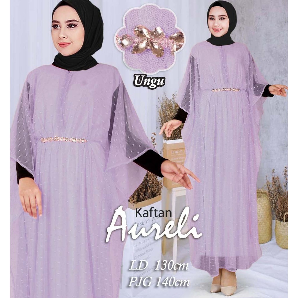 Aureli Kaftan Jumbo Tille Dot Busui Friendly Aksesoris Swarovski