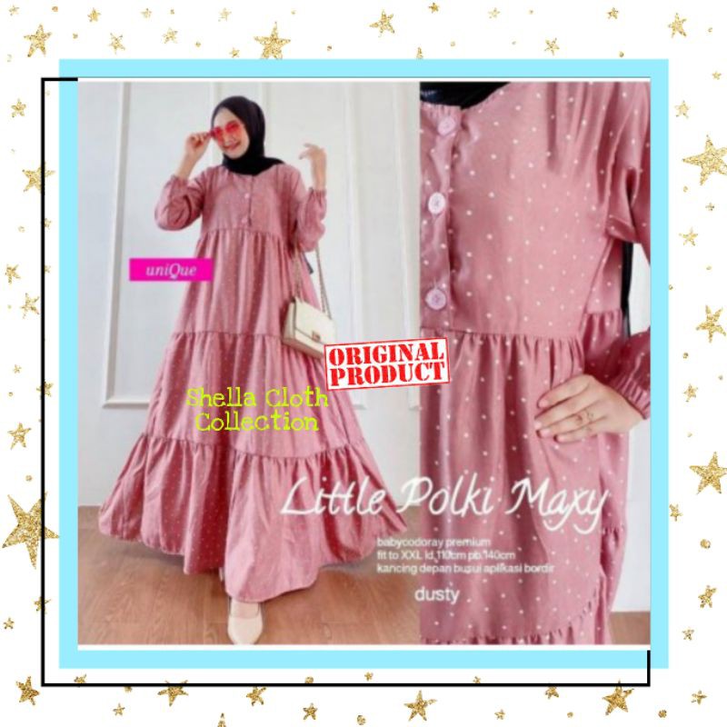 little Polki Maxy by unique / gamis busui motif polka / gamis murah berkualitas