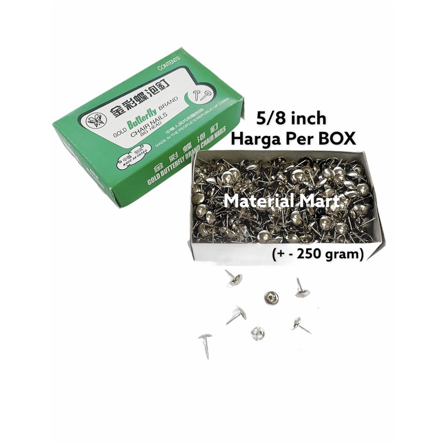 Paku Payung 5/8 Inch | Paku Pines 5/8&quot; Topi | Paku Pencet (1 BOX) | Material Mart