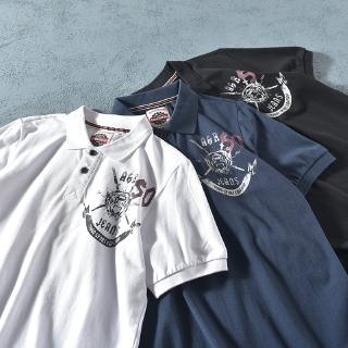 retro Jepang  manik manik jala polo  shirt pria katun  musim 