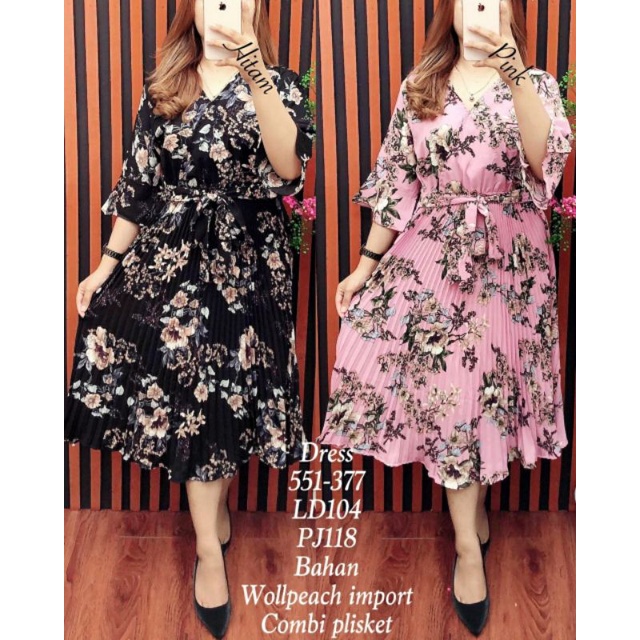 551-377 Dress Plisket Wollpeach Import