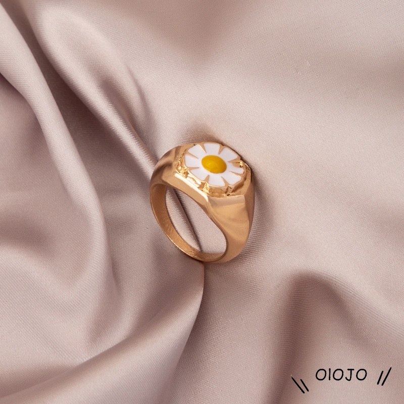 Bunga Aster Drop Wax Bunga Cincin Aksesoris Fashion Pria Wanita - Ol