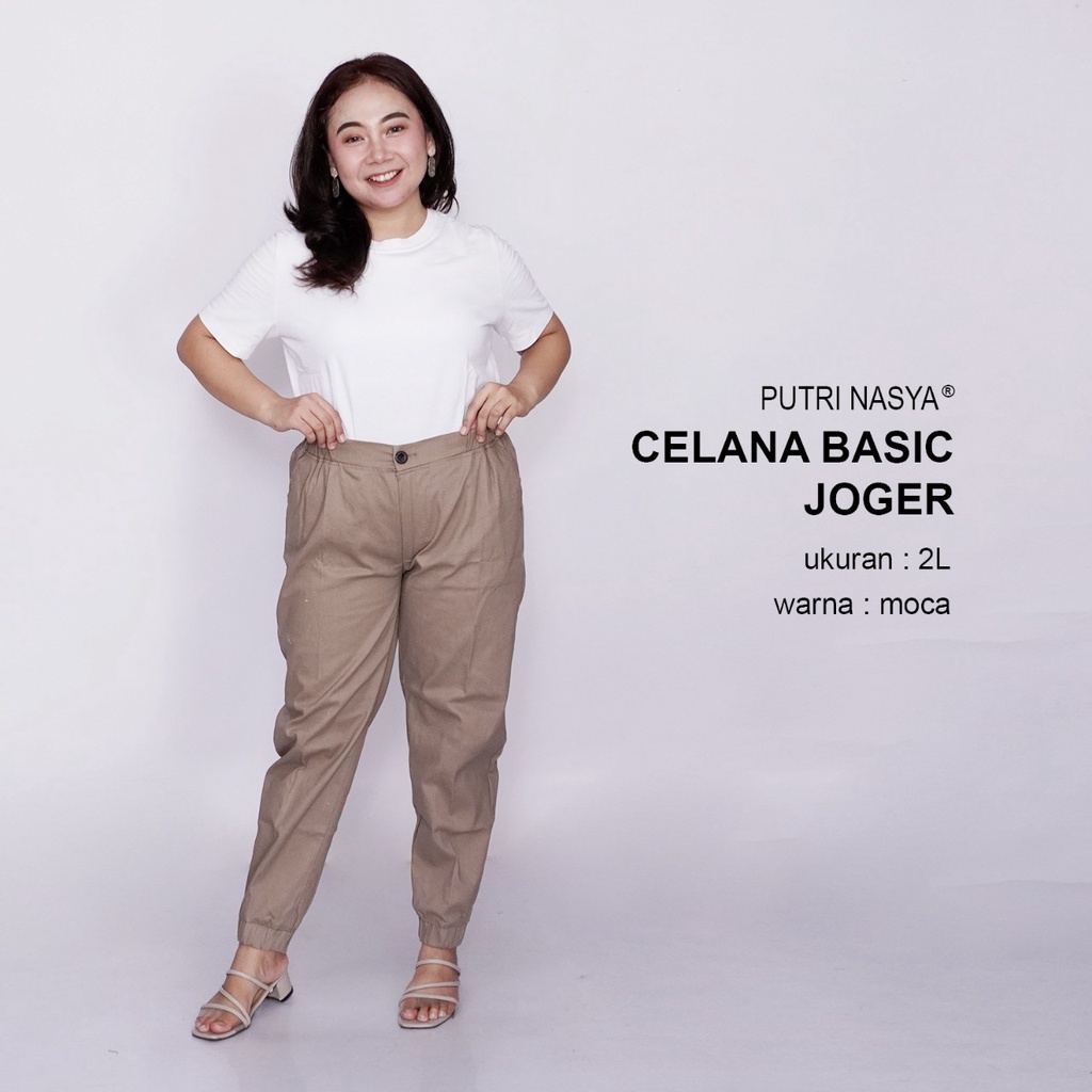 Celana Kerja Kantor Big Basic Joger Wanita/ Celana Wanita Jumbo Keren/ Big size 8L,6L,5L,4L,2L,XL, all size / Celana Kerja Seragam Wanita Bigsize / Celana Bahan Wanita Formal Super Jumbo Kekinian