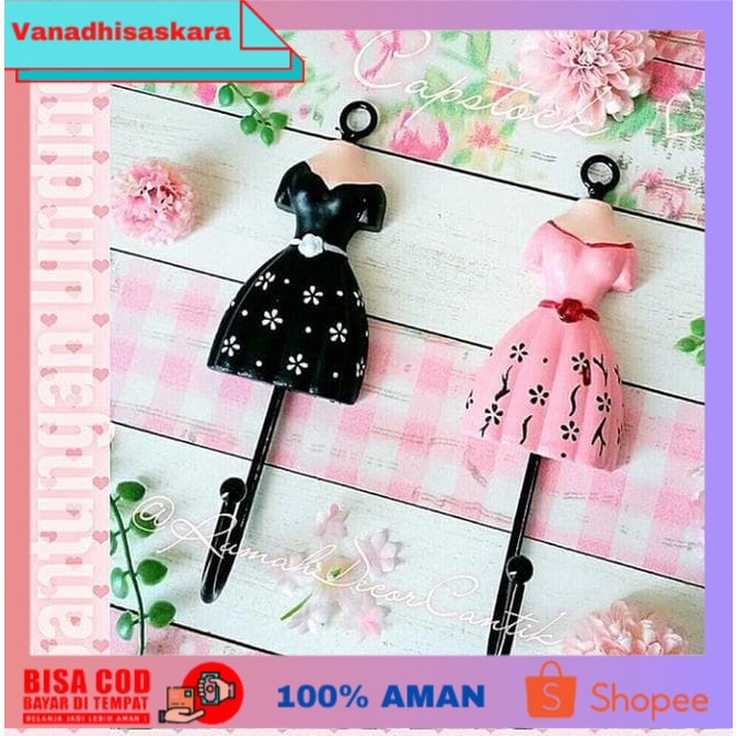 (BISA COD) Per pc Hiasan Gantungan Capstock Pink Shabby Dress Home Decor Vintage