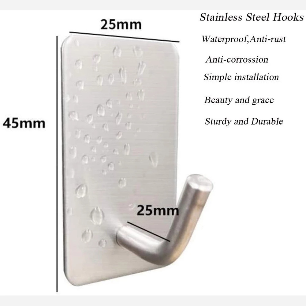 1/4 Pcs Stainless Steel Wall Hooks / Self Adhesive Sticky Hooks for Bathroom Key Bag Coat Towel  Hanger Storage Hanging Holder Rack