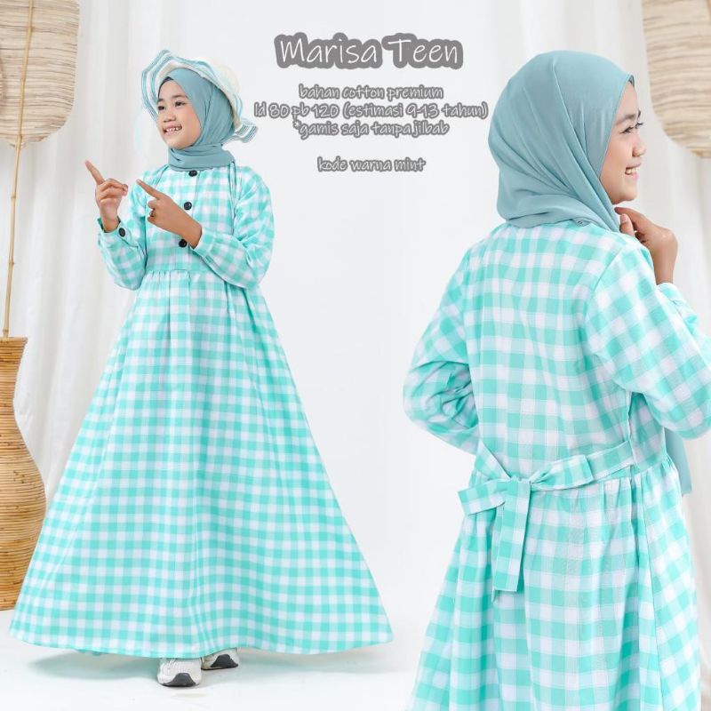 MARISA TEEN GAMIS ANAK/DRESS ANAK MOTIF KOTAK/GAMIS ANAK MUSLIM BAHAN KATUN ADEM/MAXY ANAK REMAJA KO
