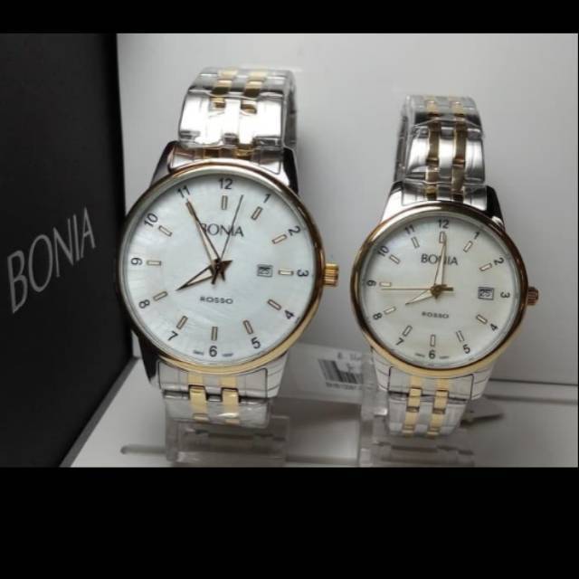 BONIA BNB10097-1155 2155 SILVER ROSEGOLD COUPLE WATCH ORIGINAL