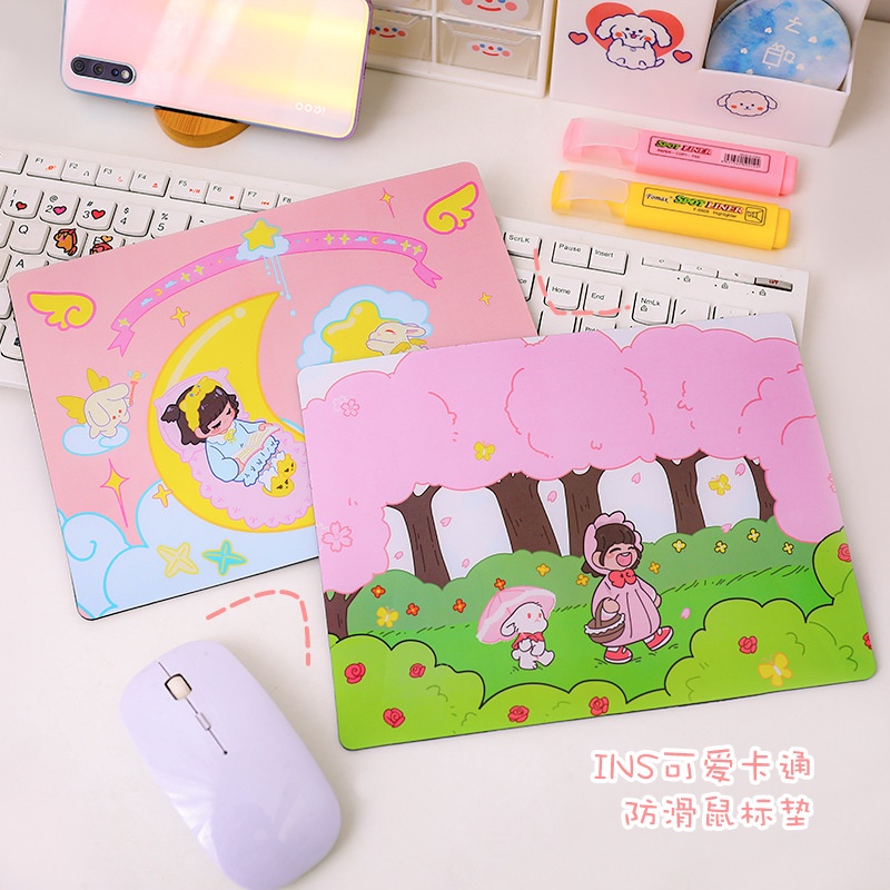 Kawaii Pink Sky Moon Star Anti Slip Mouse Pad