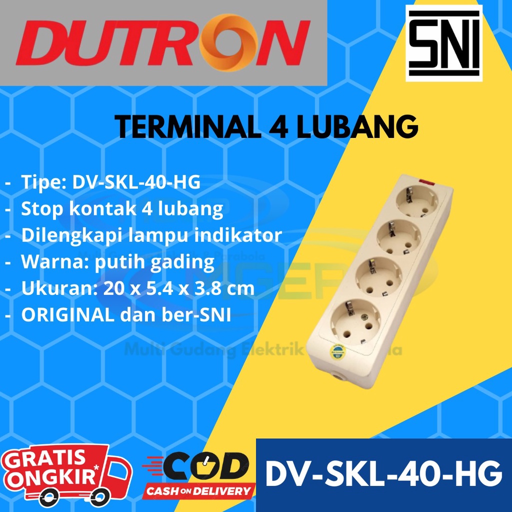 DUTRON Stop Kontak HG 4 Lubang DV SKL 40 HG