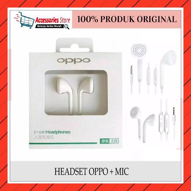 Headset Oppo + Mic Suara Bagus Dan Jernih