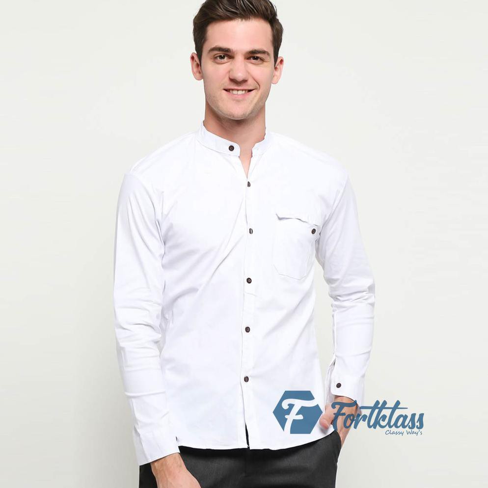 HOT LIST BAJU KOKO DEDY PAKAIAN MUSLIM  POLOS PRIA LENGAN PANJANG FORMAL SLIMFIT HITAM PUTIH HARGA