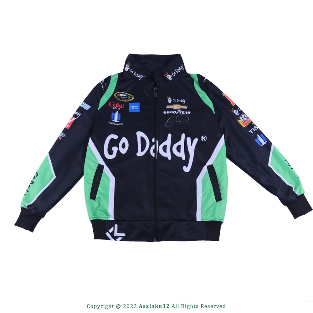 NASCAR JACKET VINTAGE RACING MOTIF TERBARU GO DADDY SIZE M/L/XL