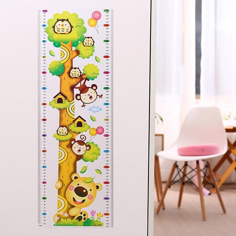 WALL STICKER / STIKER DINDING PENGUKUR TINGGI BADAN ANAK HEWAN GROW UP ANIMAL (B151)