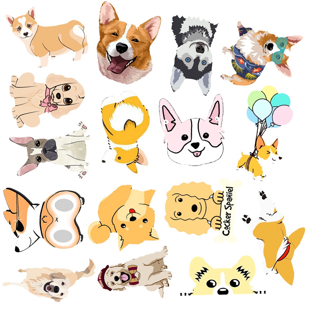 50 Pcs/set Cartoon Cut Dog Pattern Sunscreen Reusable Stickers for Motorcycle Cup Decoration