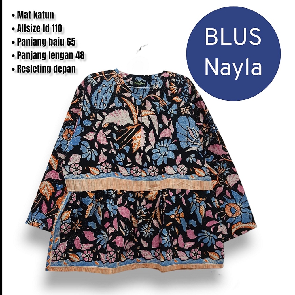 Blus Nayla batik solo atasan kerja blus wanita kantor blus kerja