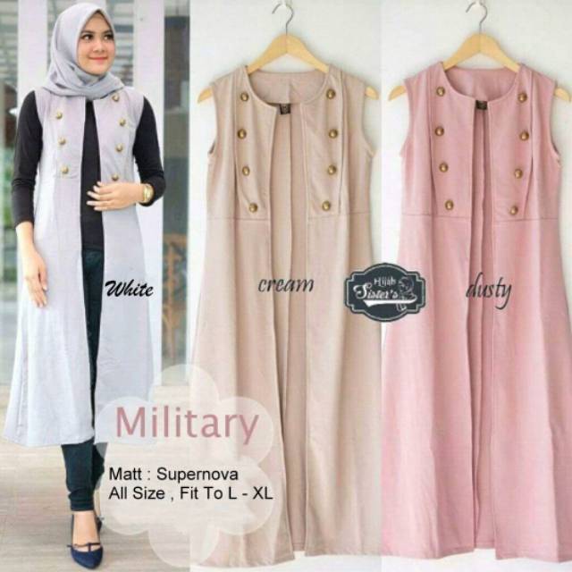 Vest wanita hijabers,rompi blazer korea muslim,luaran military outer 009